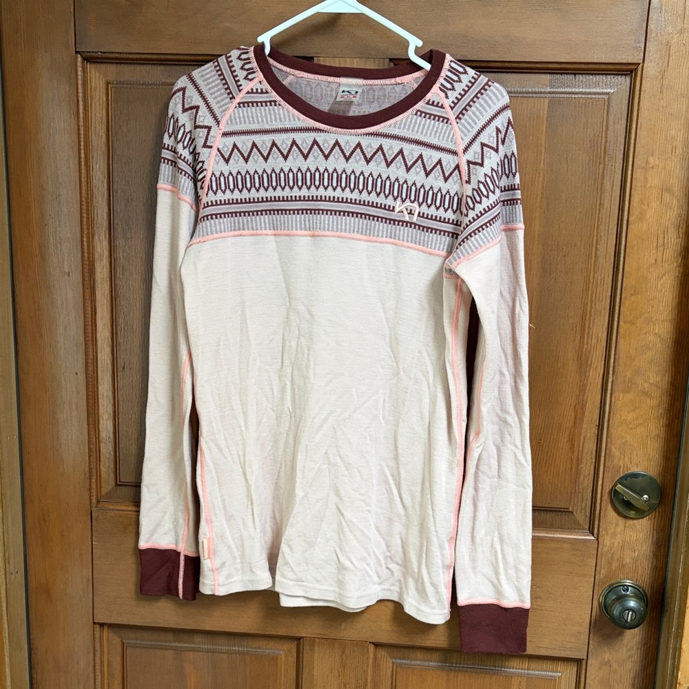 Kari Traa Burgundy and Light Pink Knit Top Size XL